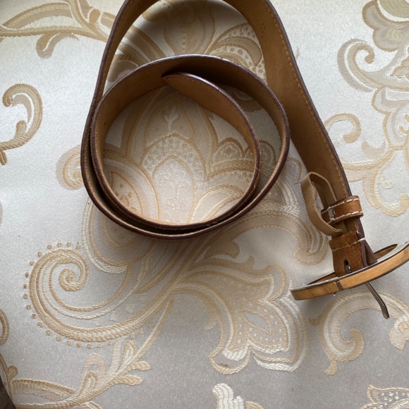 PRADA Brown Leather Belt with Wooden Buckle. Size Small. - Picture 2 of 3